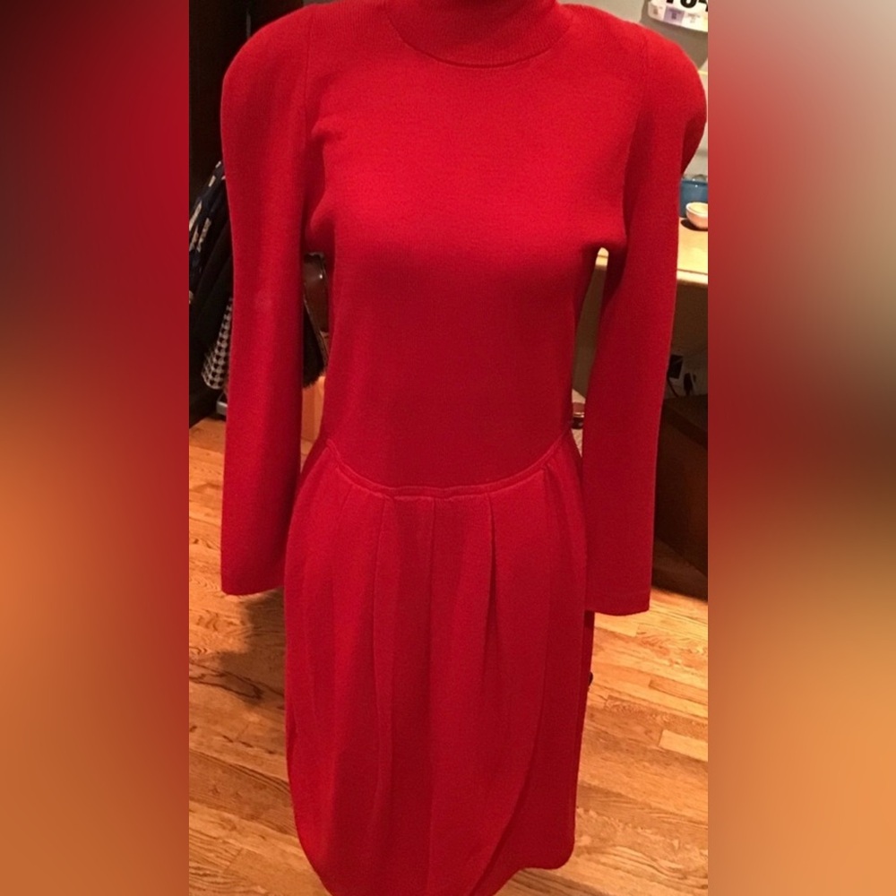 St. John Vibrant Red Long Sleeve Dress